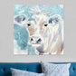 20" x 20" Blue Pastel Watercolor Cow Unframed Canvas Wall Art
