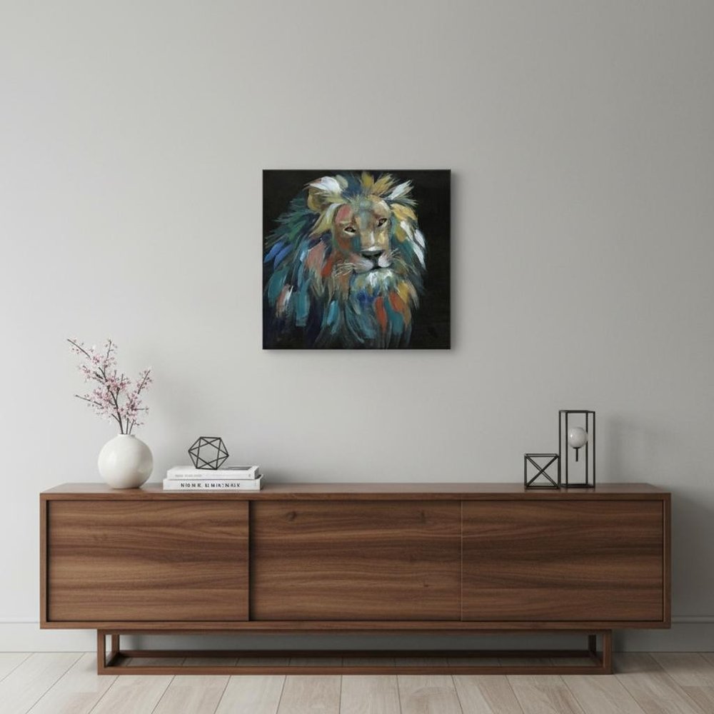 Painted Lion Portrait Unframed Print Wall Art