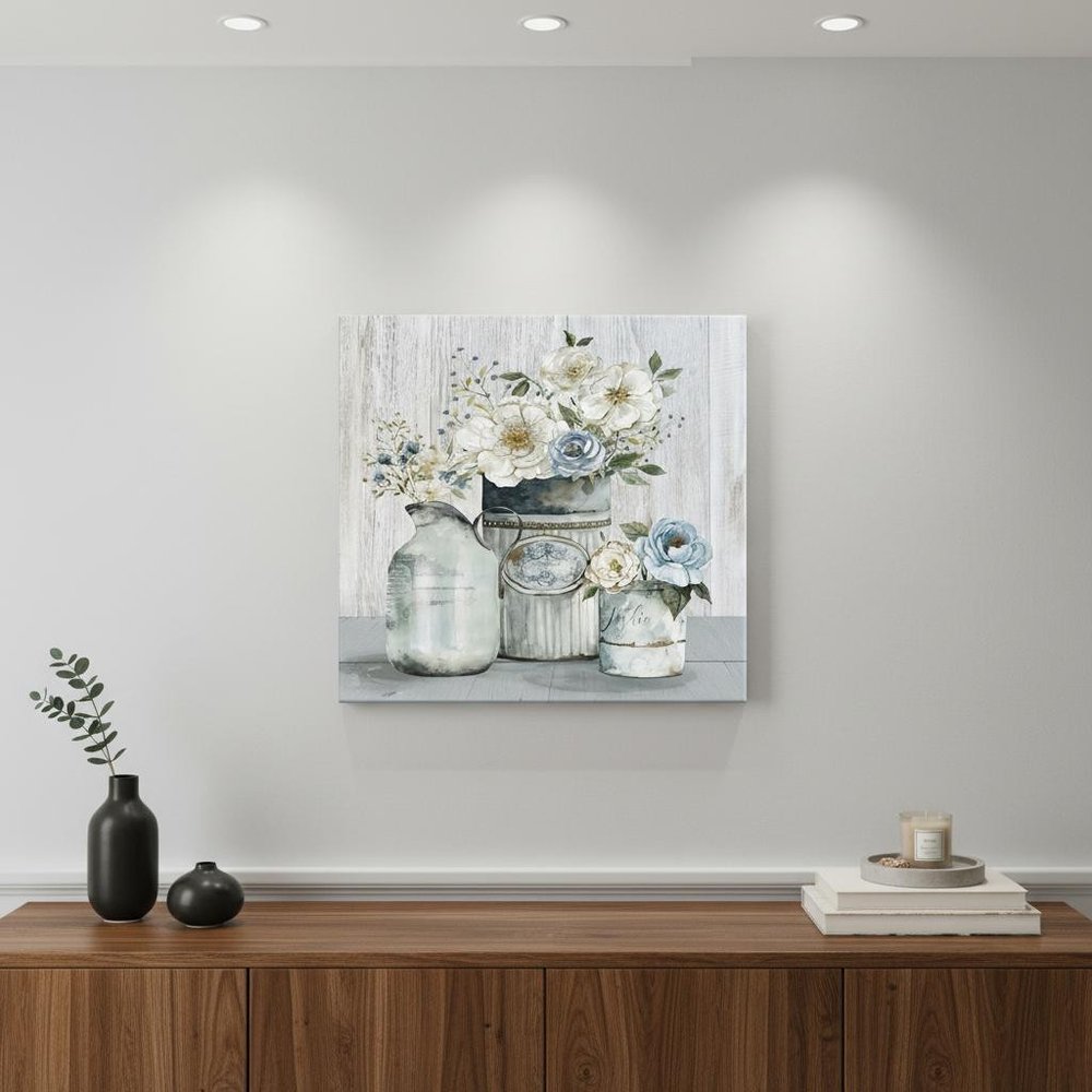 Rustic Grey Flowers Unframed Print Wall Art