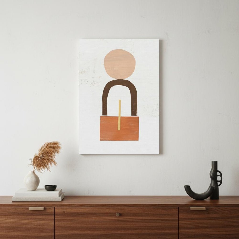 Abstract Orange Shapes In Balance Unframed Print Wall Art