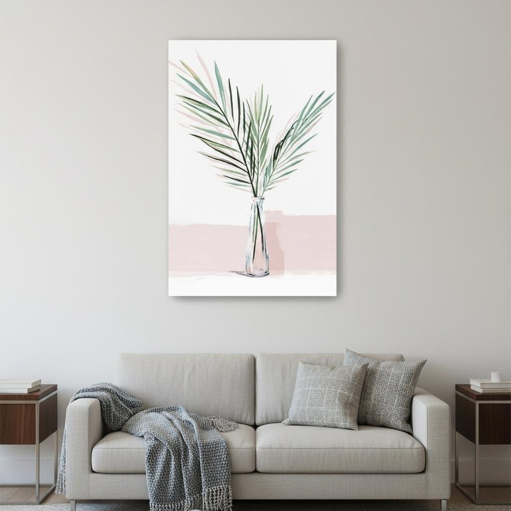 Pretty Green Foliage Pink Unframed Print Wall Art