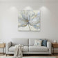 Soft Blue And Grey Flower With Gold Details Unframed Print Wall Art