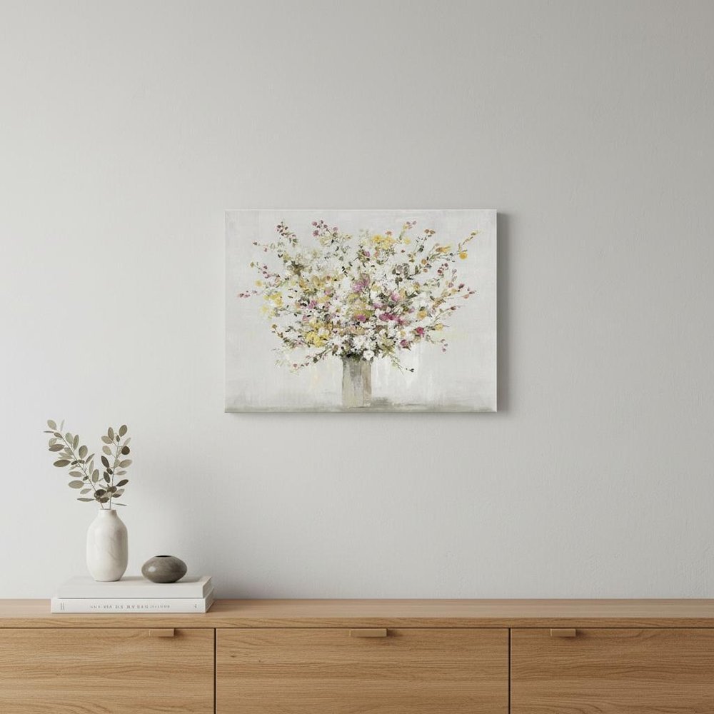 Small Colorful Wildflowers in a Vase Canvas Wall Art