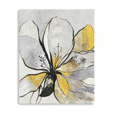 20" Modern Yellow and Black Flower in Bloom Canvas Wall Art