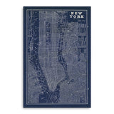 24" x 16" Indigo and White Aerial New York Map Canvas Wall Art