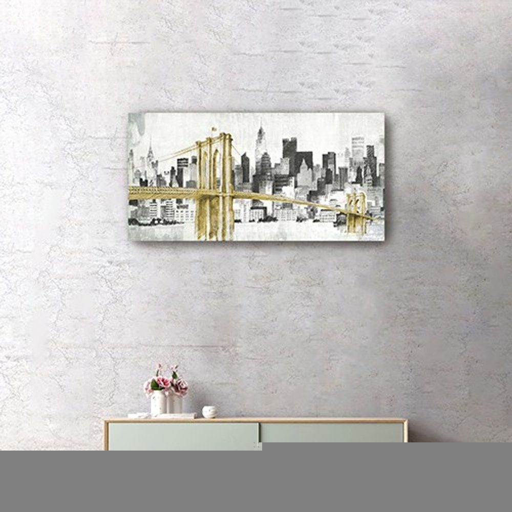 Nyc Golden Bridge Skyline Unframed Print Wall Art