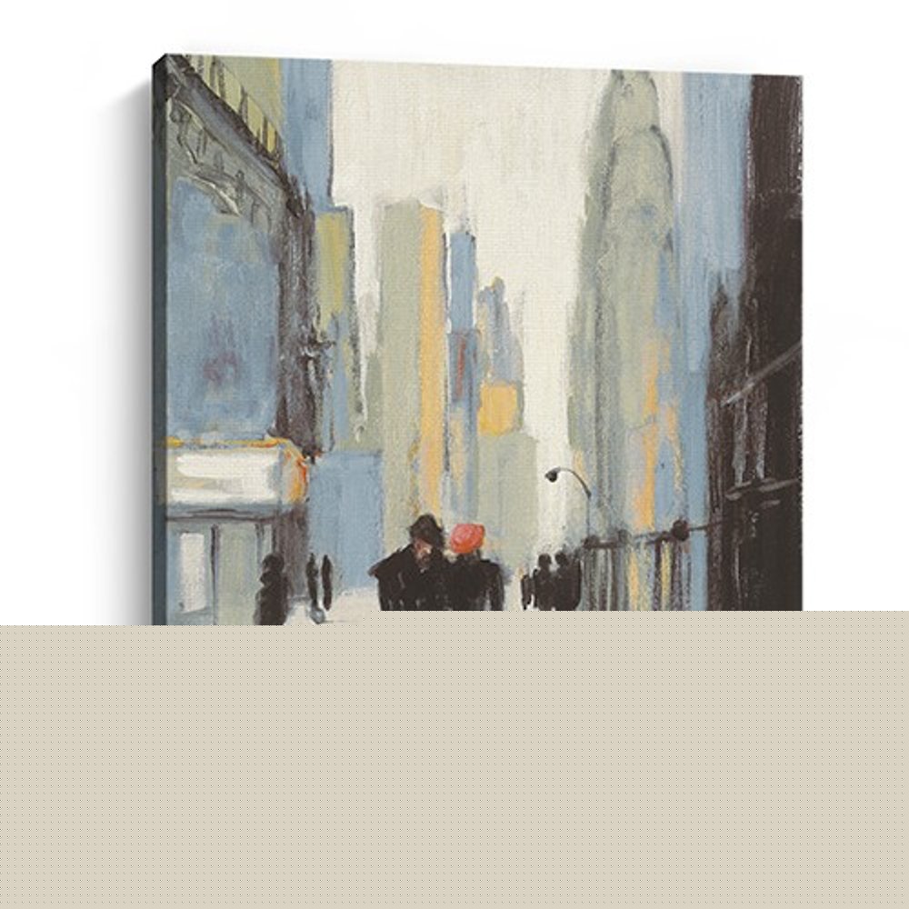 20" x 16" Watercolor Walk in the City Canvas Wall Art