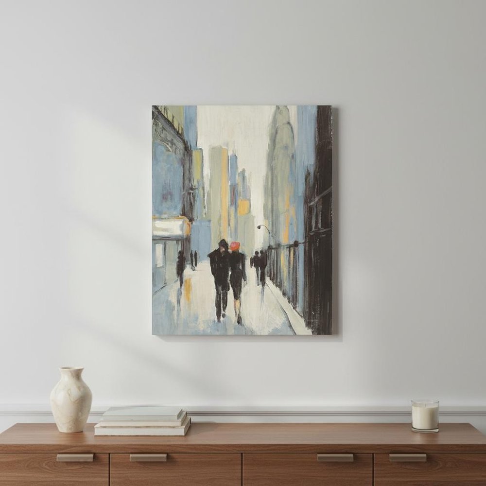 20" x 16" Watercolor Walk in the City Canvas Wall Art