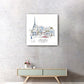 French Caf With Red And Blue Accents Unframed Print Wall Art