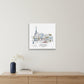French Caf With Red And Blue Accents Unframed Print Wall Art