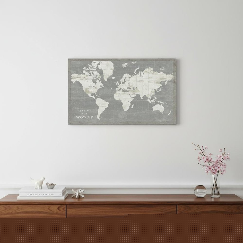 24" Minimalist World Map Canvas Wall Art