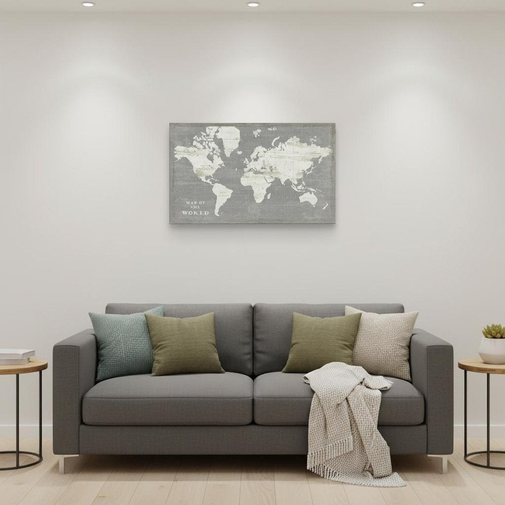 24" Minimalist World Map Canvas Wall Art