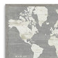 24" Minimalist World Map Canvas Wall Art