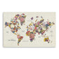 24" x 16" Fun Floral Map of the World Canvas Wall Art