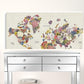 24" x 16" Fun Floral Map of the World Canvas Wall Art