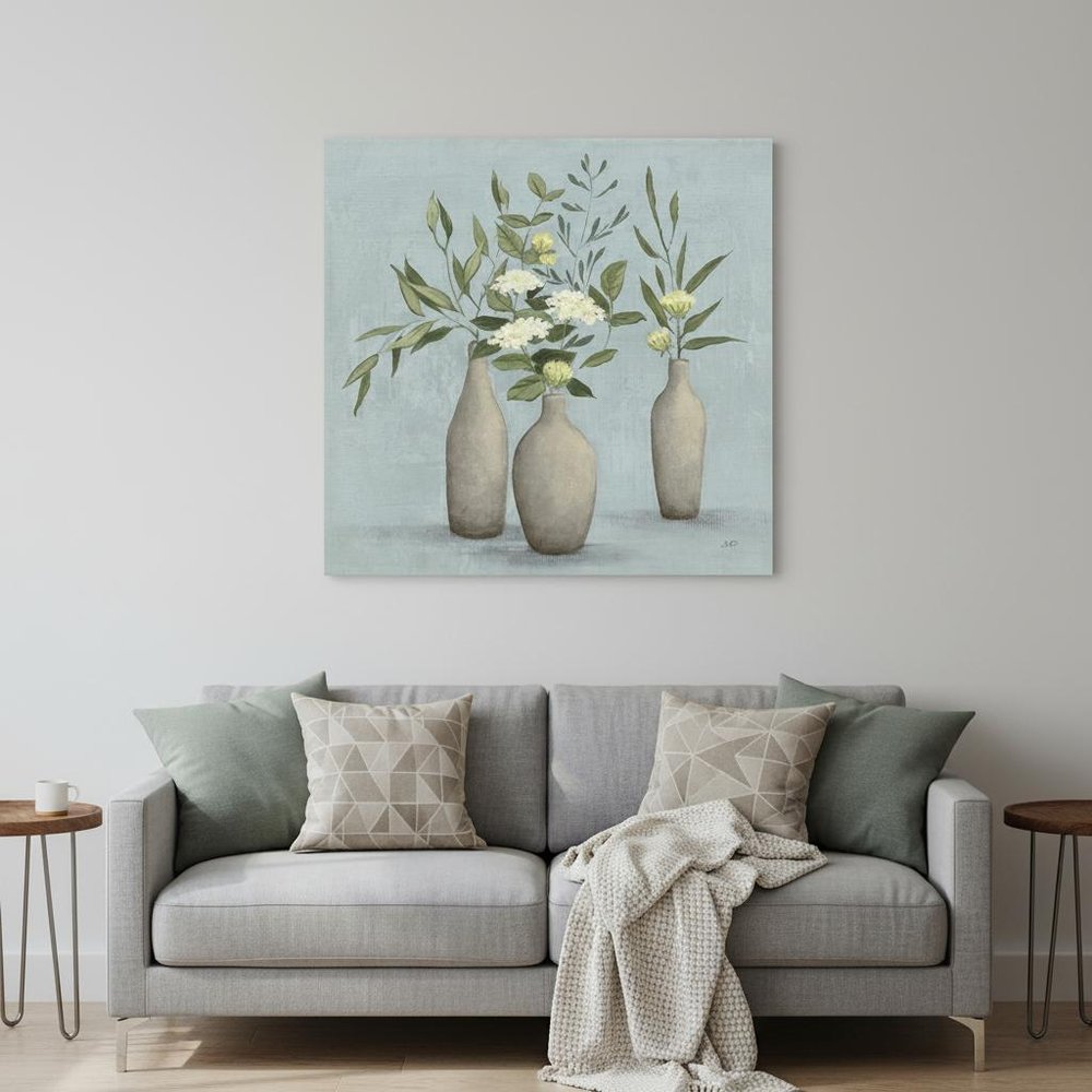 Bohemian Flowers In Ceramic Vases Unframed Print Wall Art