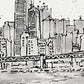 Monochrome City Skyline Sketch Unframed Print Wall Art