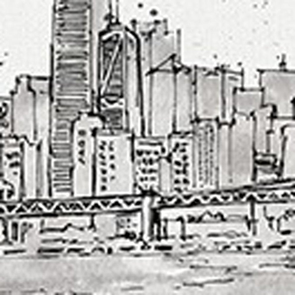 Monochrome City Skyline Sketch Unframed Print Wall Art