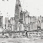 Monochrome City Skyline Sketch Unframed Print Wall Art