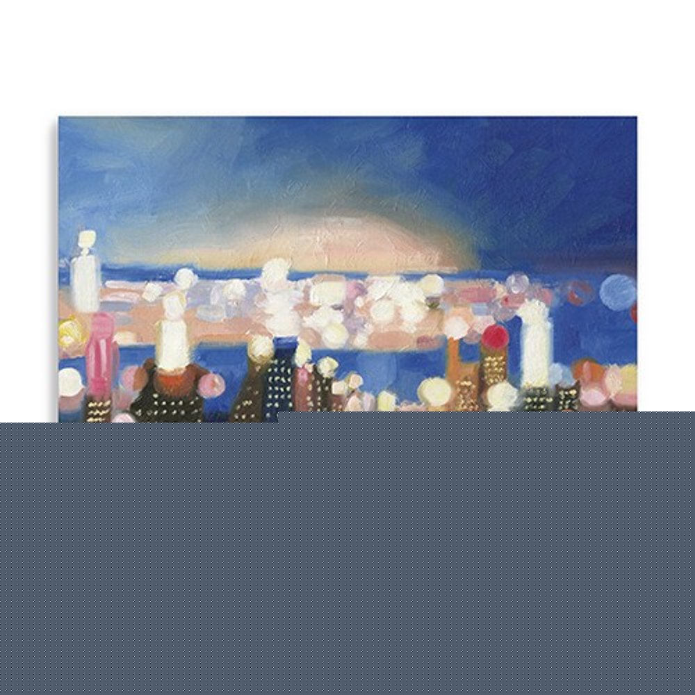 20" x 16" Watercolor City Lights on the Horizon Canvas Wall Art