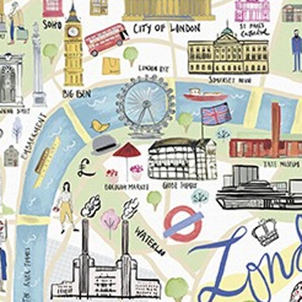 Fun Illustrated London Map Unframed Print Wall Art
