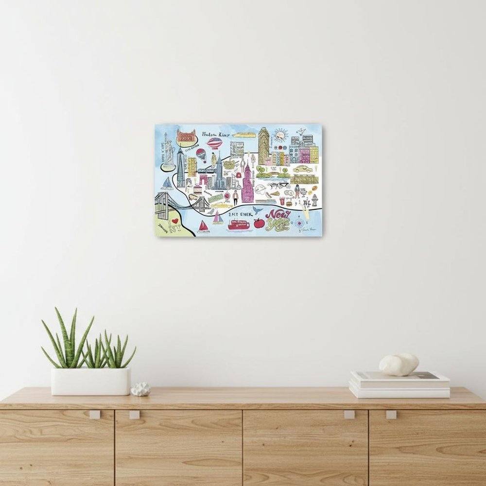 Fun Illustrated Nyc Map Unframed Print Wall Art