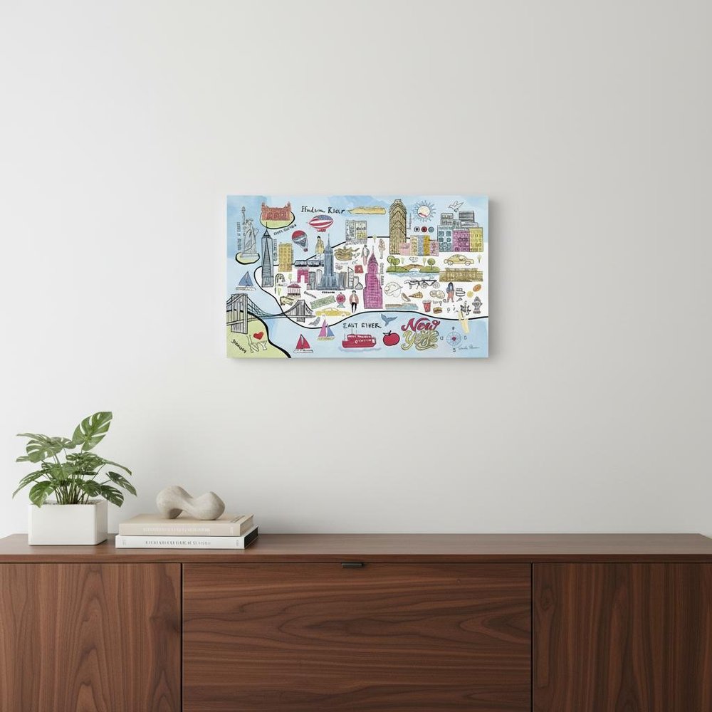 Fun Illustrated Nyc Map Unframed Print Wall Art