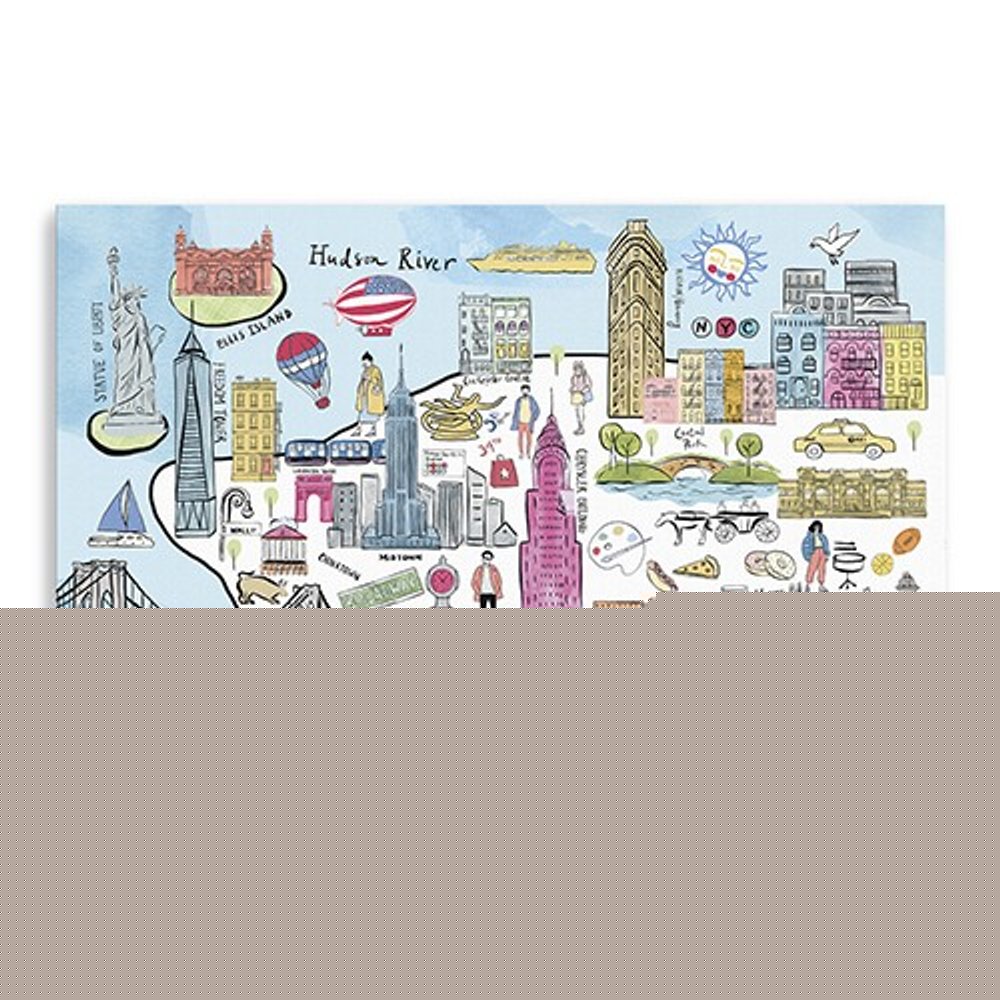 Fun Illustrated Nyc Map Unframed Print Wall Art