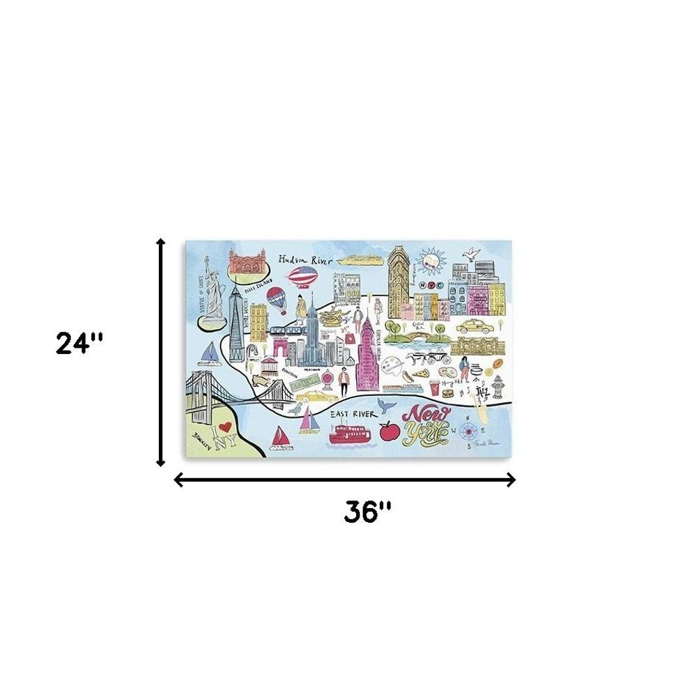 Fun Illustrated Nyc Map Unframed Print Wall Art