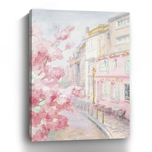 Pretty Pastel Pink Paris Street Unframed Print Wall Art