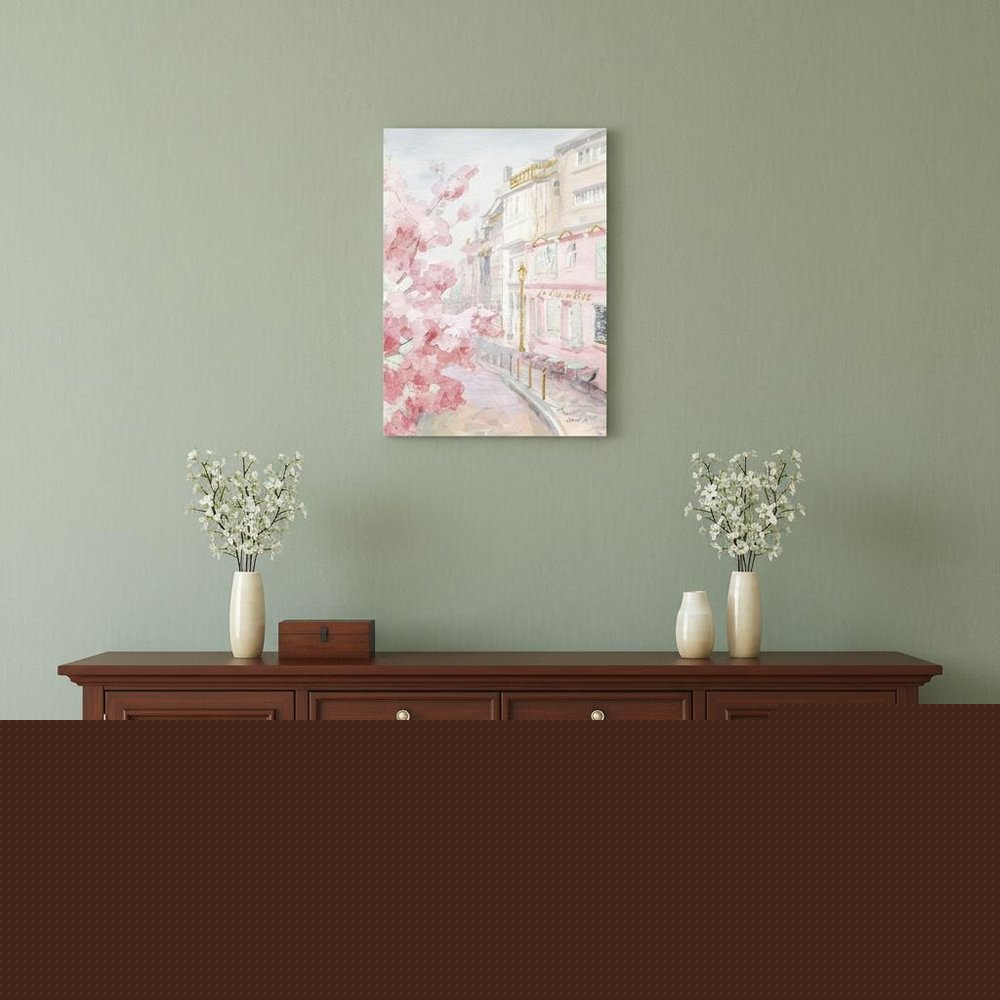 Pretty Pastel Pink Paris Street Unframed Print Wall Art