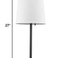 27" Black Metal Table Lamp With White Cone Shade