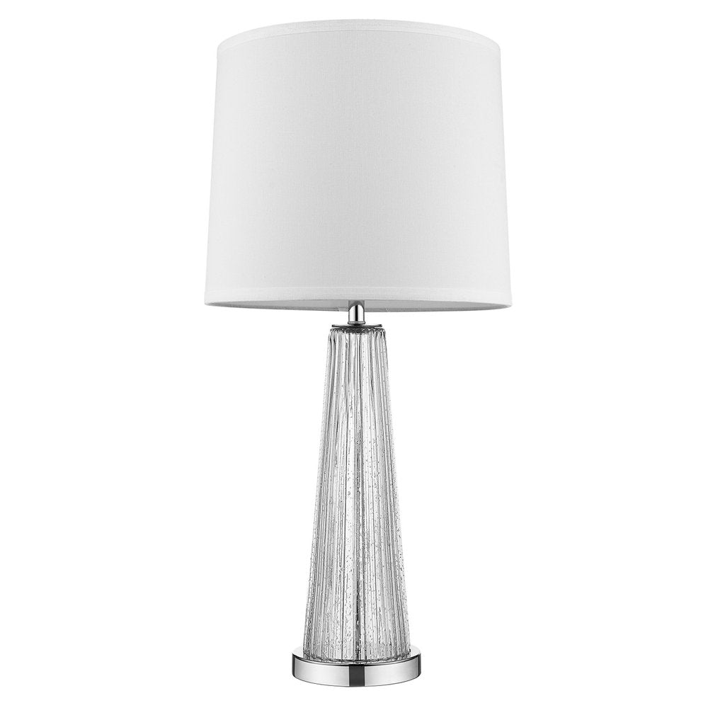 29" Clear And Silver Table Lamp With Empire Shade
