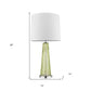 29" Green Glass Buffet Lamp With Off White Empire Shade