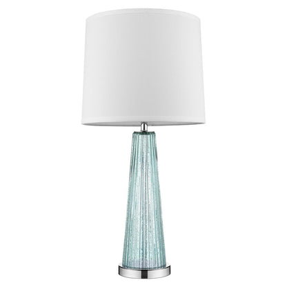 29" Aqua Glass Buffet Lamp With Off White Empire Shade