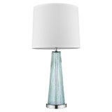 29" Aqua Glass Buffet Lamp With Off White Empire Shade