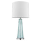 29" Aqua Glass Buffet Lamp With Off White Empire Shade