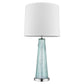 29" Aqua Glass Buffet Lamp With Off White Empire Shade