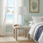 29" Aqua Glass Buffet Lamp With Off White Empire Shade