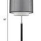32" Black and Silver Metal Column Lamp With Black and White Drum Shade