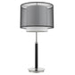 32" Black and Silver Metal Column Lamp With Black and White Drum Shade