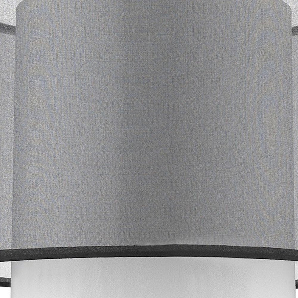 32" Black and Silver Metal Column Lamp With Black and White Drum Shade