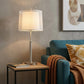 31" Silver Metal Table Lamp With White Empire Shade
