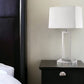 30" Silver Metal Table Lamp With White Rectangular Shade