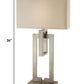 36" Nickel Iron Geometric Table Lamp With Ivory Shade