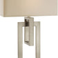 36" Nickel Iron Geometric Table Lamp With Ivory Shade
