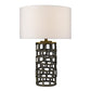 26" Black Metal Column Table Lamp With White Drum Shade