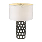 26" Black Metal Column Table Lamp With White Drum Shade