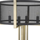 25" Brass Metal Four Light Geometric Table Lamp With Black Drum Shade
