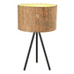 22" Black Metal Tripod Table Lamp With Beige Drum Shade